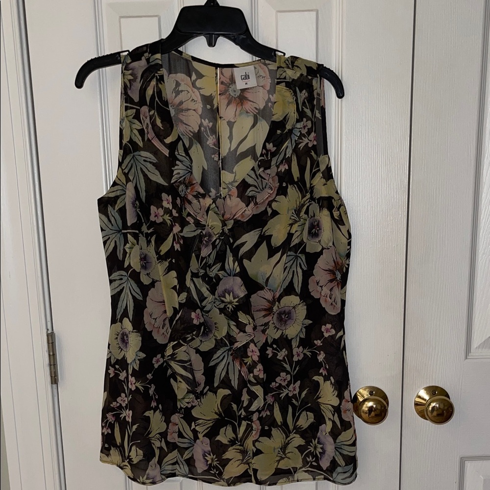 CAbi Floral Sleeveless Blouse